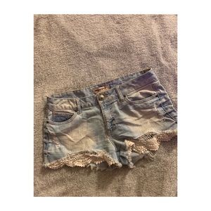 Blue Spice Jean Shorts with Lace